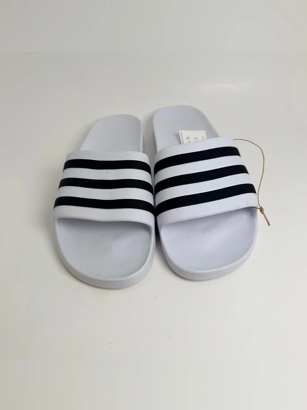 adidas White and Black Adilette Slide Sandals